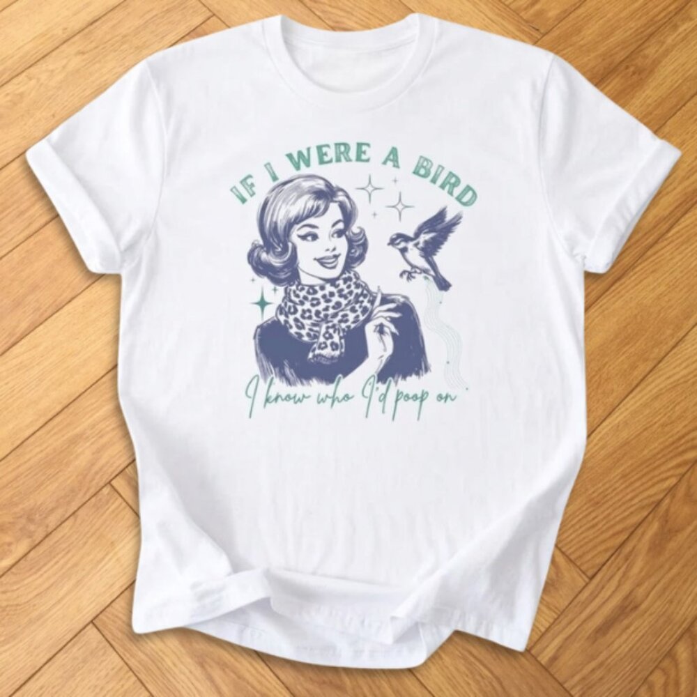 Funny Retro Bird Humor Graphic Tee Gildan 5000 NWT Sarcastic Shirt